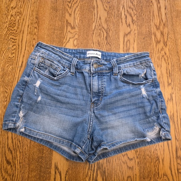 Studio Blue Distressed Denim Shorts Women's Size 29 Medium Wash - Picture 1 of 10
